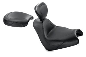 Honda VTX1800F Motorcycle Seat - Mustang Motorcycle - Sport Touring Solo Seat w/Driver Backrest - Black - `05-`08